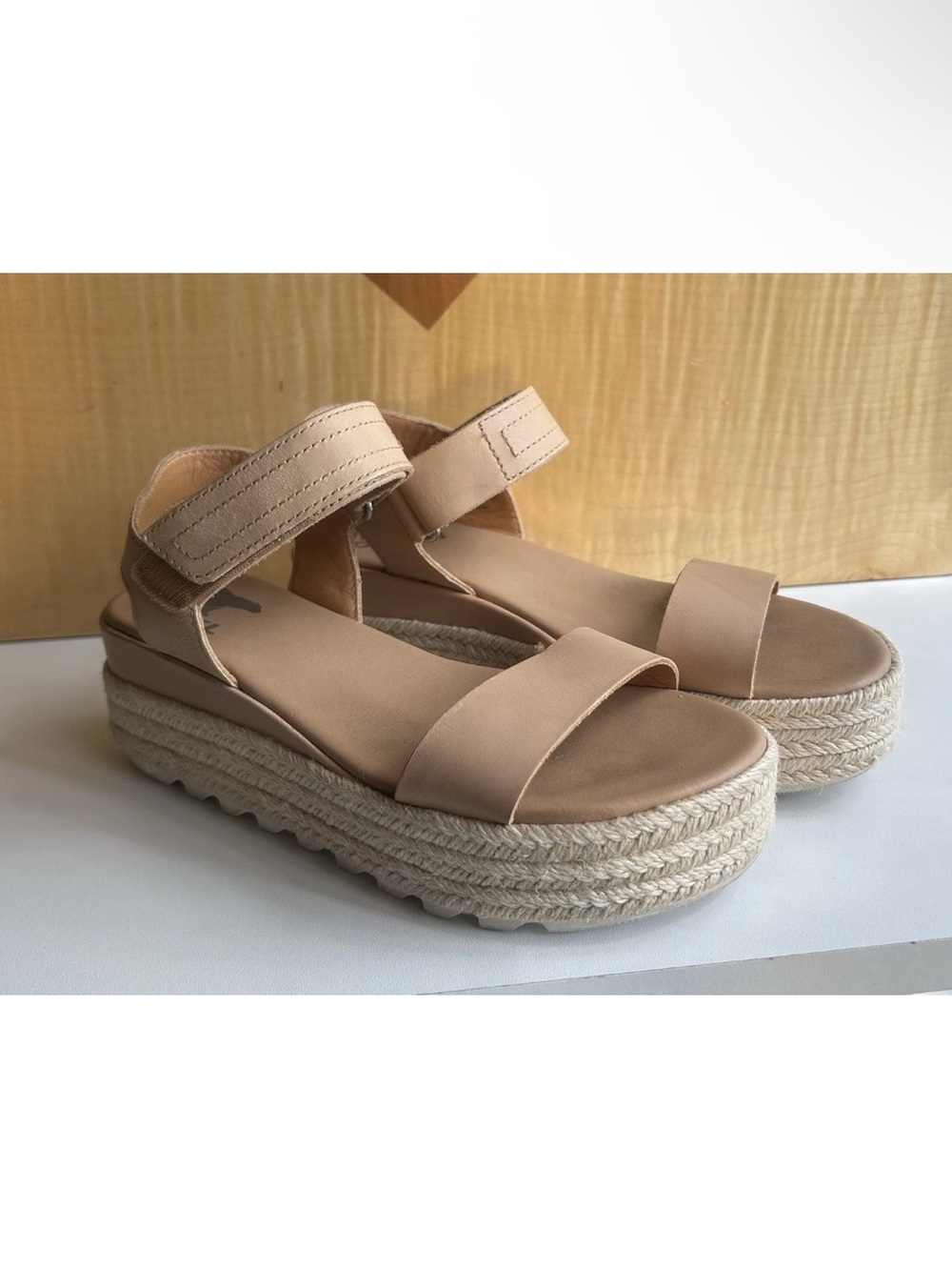 Sorel Cameron Beige Platform Espadrille Sandals with Ankle Strap